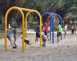 The park also has big playgrounds with swings, maize, and other attractions for kids.